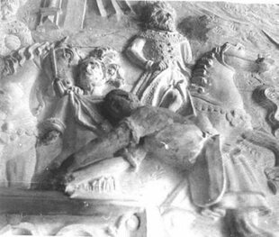 Foto des Deckenreliefs der Bildhauerbrüder Hans und Heinrich Kuhn